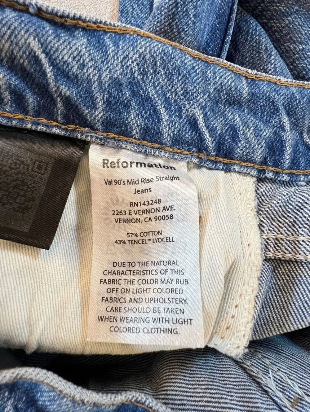 Reformation Val 90s Jeans 27 Colorado Mid Rise Straight Leg Raw Hem Tencel
